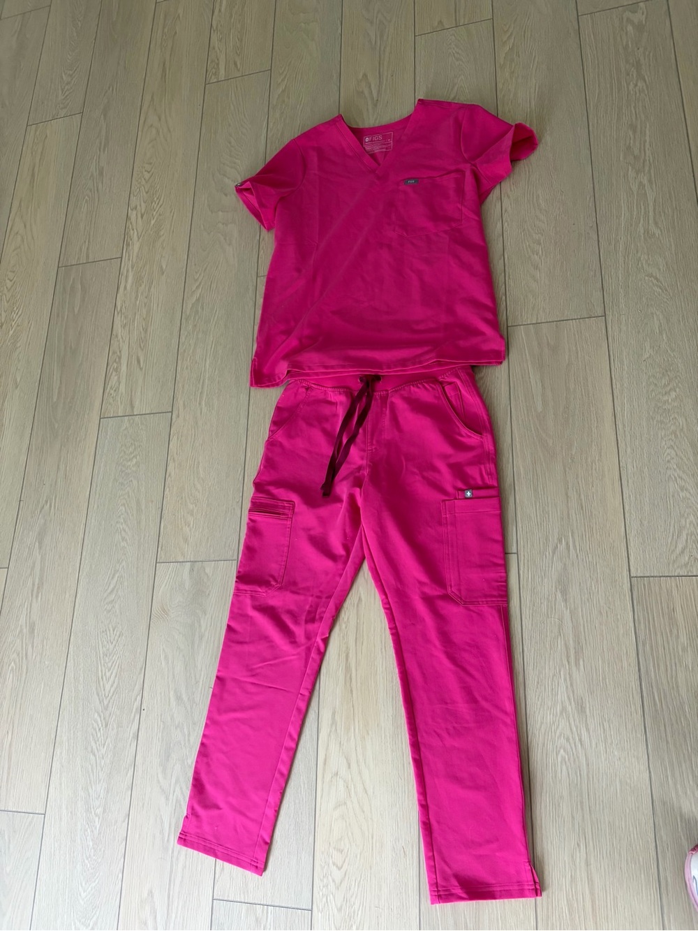Shocking pink figs scrubs